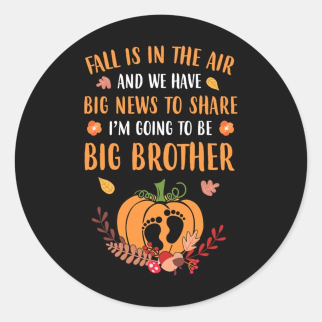 Sticker Rond Faire-part De Grossesse Automne Être Frère Automne (Devant)