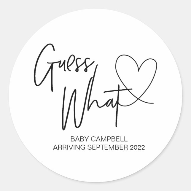 Sticker Rond Faire-part de grossesse révéler Devinez quel bébé (Devant)