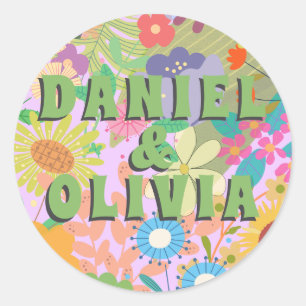 Sticker Rond Faire-part de mariage