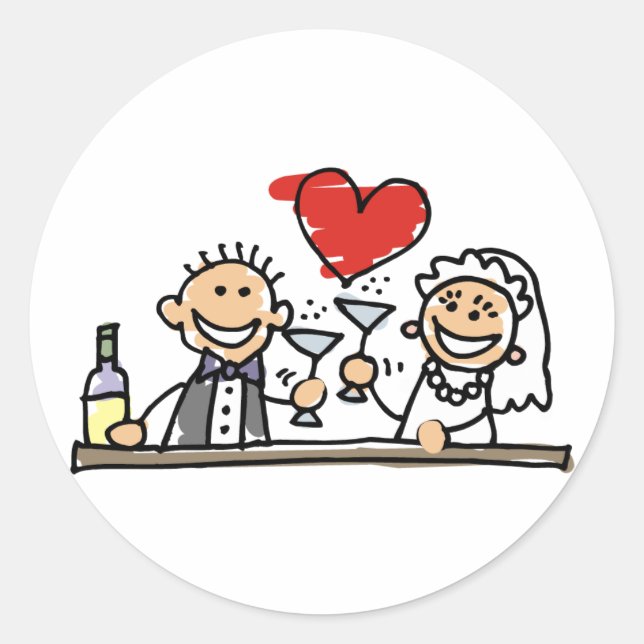 Sticker Rond Faire-part de mariage Bride Groom RSVP Enregistrer (Devant)