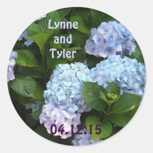 Sticker Rond Faire-part de mariage élégant à l'hortensia