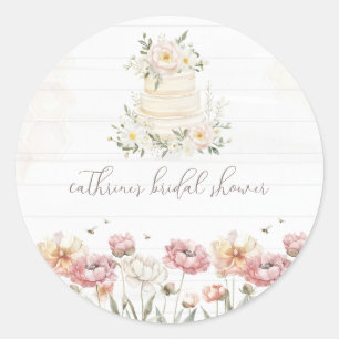 Sticker Rond Faire-part de Mariage Floral pour la Future Mariée