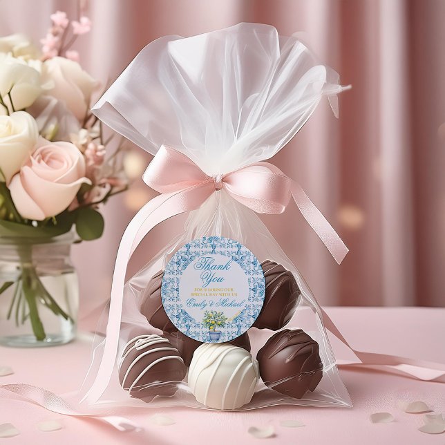 Sticker Rond Faire-part de mariage méditerranéen Trellis au cit (Créateur téléchargé)