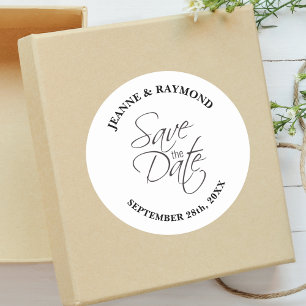Sticker Rond Faire-Part de Mariage Moderne "Save The Date" Pers