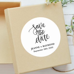Sticker Rond Faire-part de mariage personnalisé avec lettrage a