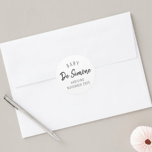 Sticker Rond Faire-part moderne de grossesse noire blanche