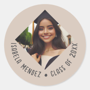 Sticker Rond Faire-part photo de graduation personnalisée