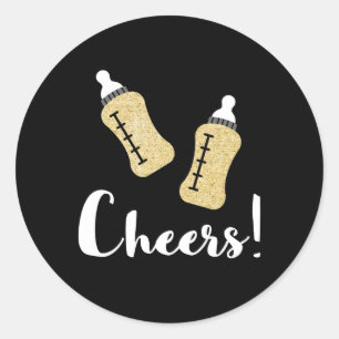 Sticker Rond Faire-part sautant de bébé de bonne année de