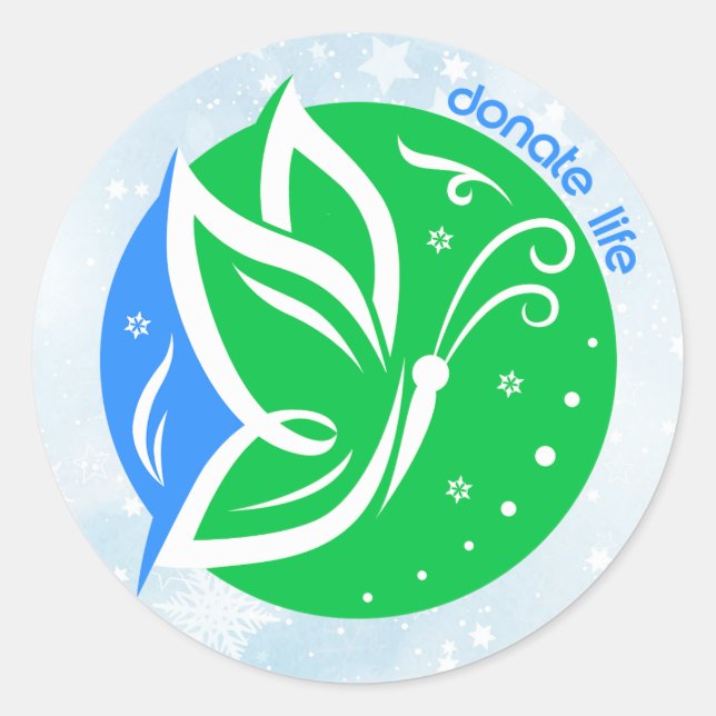 Sticker Rond Faire un don Vie Papillon Donateur Sensibilisation (Devant)