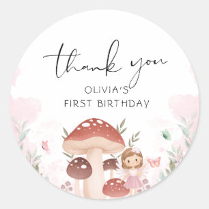 Sticker Rond Fairy Birthday, Enchanted Whimsical Garden Forest