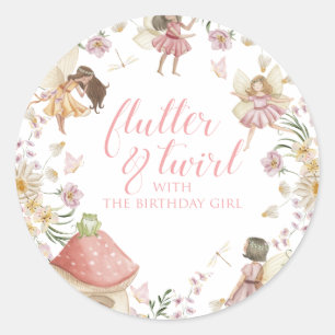 Sticker Rond Fairy fleur sauvage anniversaire