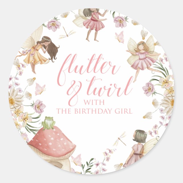 Sticker Rond Fairy fleur sauvage anniversaire (Devant)