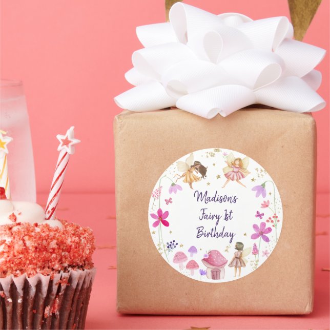 Sticker Rond Fairy Garden Floral Anniversaire (Fête)