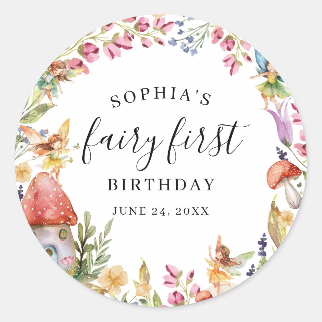 Sticker Rond Fairy Premier anniversaire 1er anniversaire (Devant)