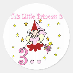 Sticker Rond Fairy Princess 3e Anniversaire Tshirts et cadeaux