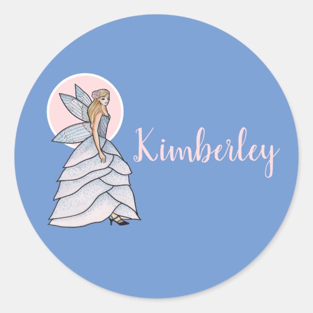 Sticker Rond Fairy Princess Mariée Robe de mode Illustration (Devant)