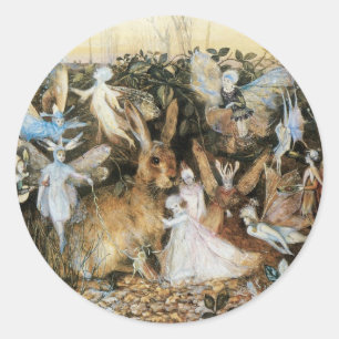 Sticker Rond Fairy Twilight par John Anster Fitzgerald