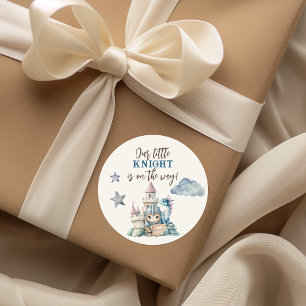 Sticker Rond Fairytale Dreamy Dragon Blue Knight Baby shower