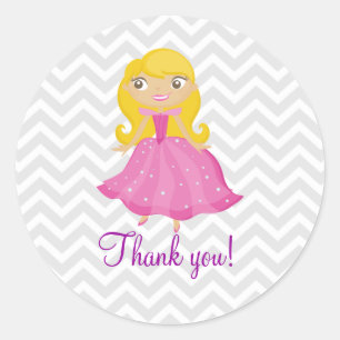 Sticker Rond Fairytale Rose Princesse avec cheveux blonds Stick