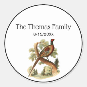 Sticker Rond Faisant vintage sur la branche avec les arbres cou