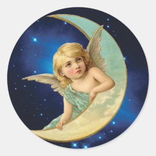 Sticker Rond Faisceau de lune - Collage d'angle et de lune