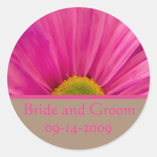Sticker Rond Faisceau rose Gerber sur le sceau d'enveloppe Mari