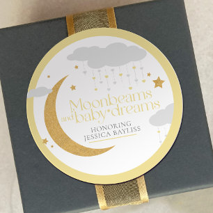 Sticker Rond Faisceaux de lune et rêves de bébé shower jaune