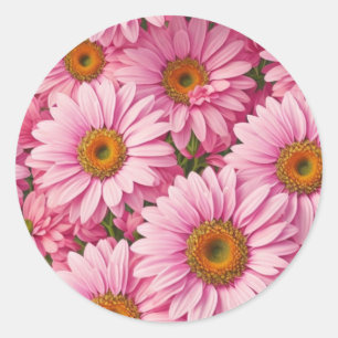 Sticker Rond Faisceaux rose rose printanière rose pâle margueri