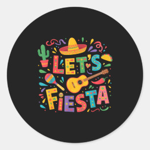 Sticker Rond Faisons la fête cinco de mayo chapeau mexicain par