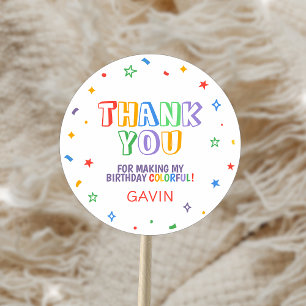 Sticker Rond Faisons la fête colorée fête d'anniversaire