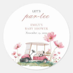 Sticker Rond Faisons la Fête de Golf Baby Shower