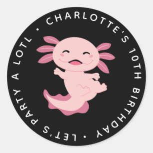 Sticker Rond Faisons la fête un lot ・ Anniversaire Axolotl
