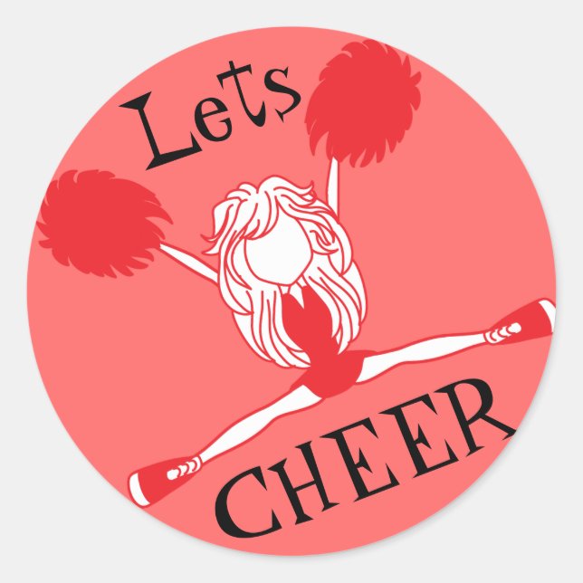 Sticker Rond Faisons la Pom-pom girl rouge (Devant)