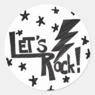 Sticker Rond Faisons rocher boulon d'éclairage noir sur blanc
