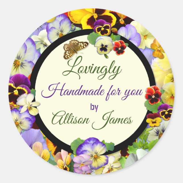 Sticker Rond Fait à la main avec amour ! (Devant)