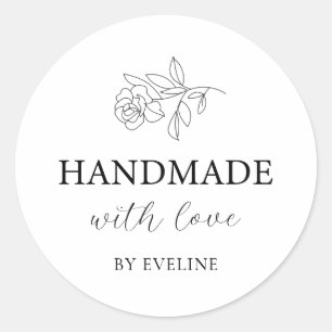 Sticker Rond Fait à la main avec amour Affaires minimaliste mod