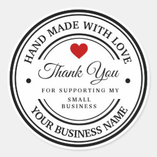 Sticker Rond fait à la main avec amour   merci