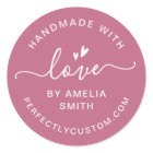 Fait à la main avec amour nom de coeur URL rose ma