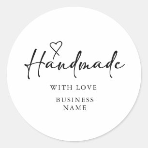 Sticker Rond Fait À La Main Avec Amour Petite Entreprise