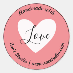 Sticker Rond Fait à la main avec amour, Petite entreprise simpl