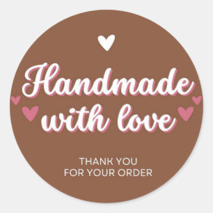 Sticker Rond Fait À La Main Avec Merci D'Amour Pour Votre Cercl