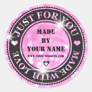 Sticker Rond Fait À La Main Juste Pour Vous Fabriqué Avec Amour