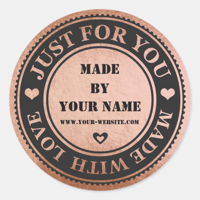 Sticker Rond Fait À La Main Juste Pour Vous Fabriqué Avec L'Amo (Devant)