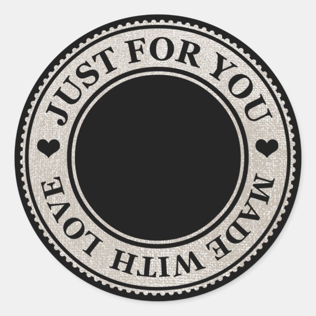 Sticker Rond Fait à la main juste pour vous fait l'amour noir i (Devant)