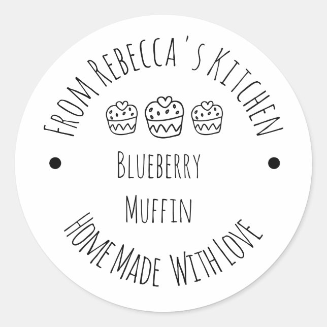 Sticker Rond Fait à la maison avec l'amour Rustique Muffin Étiq (Devant)