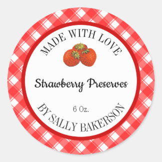 Sticker Rond Fait Avec Amour Fraise Éditables Rouge Blanc à Car