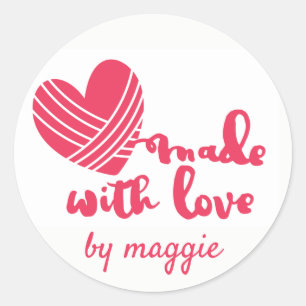 Sticker Rond fait avec fil d'amour crochet tricot fait main cad