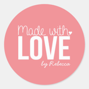 Sticker Rond Fait avec l'autocollant d'amour