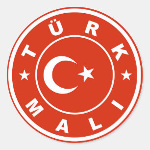 Sticker Rond fait chez le Turc Mali d'étiquette de drapeau de