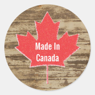 Sticker Rond Fait dans l'autocollant rustique du Canada